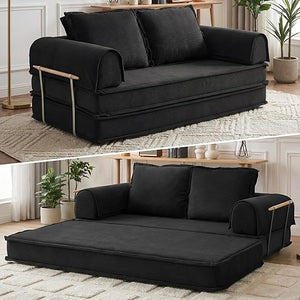 4-in-1 Convertible Modular Floor Sofa Bed — Corduroy Sectional Couch