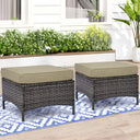 Set of 2 Outdoor Patio Ottomans with Cushions