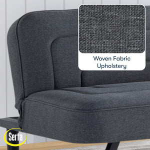 Convertible Futon Sofa – Short Twin Size, Polyester Upholstery, Metal Legs
