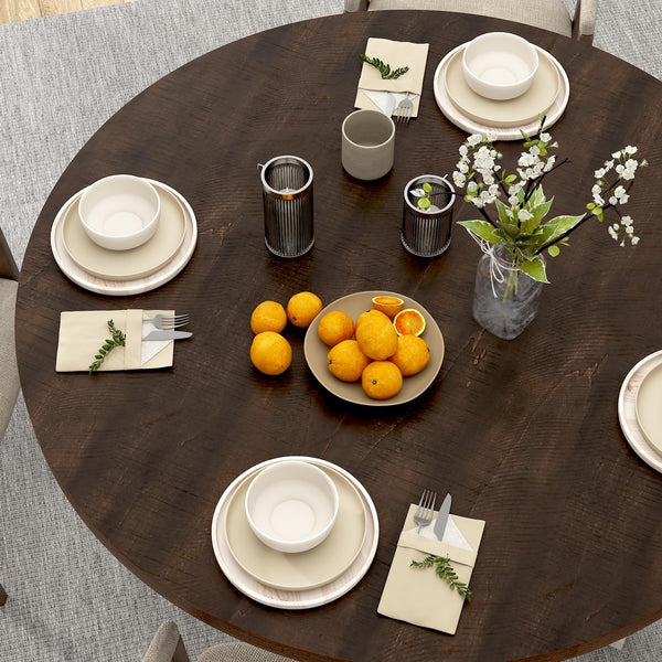 Round Farmhouse Dining Table, 47-Inch