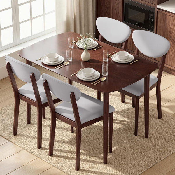 5-Piece Mid-Century Modern Dining Table and Chair Set for 4