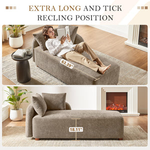 Indoor Chaise Lounge Chair with Deep Seat & 2 Pillows