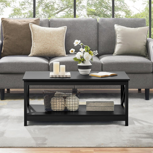 2-Tier Coffee Table with Storage Shelf