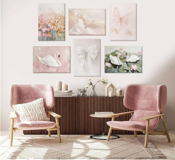 Coquette Wall Art Set of 6 – Pink Canvas Prints & Posters
