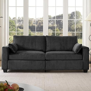 Modern Corduroy Loveseat Sofa with Removable Cover & Spring Cushions