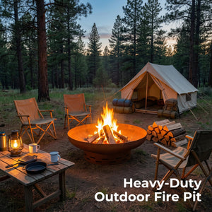 Corten Steel Round Fire Pit Bowl – Outdoor Wood Burning