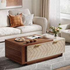 Extendable Coffee Table with Storage Drawers & Sliding Tabletop