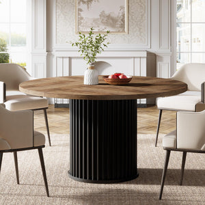 Round Dining Table 47-Inch MDF Metal Base Seats 4-6