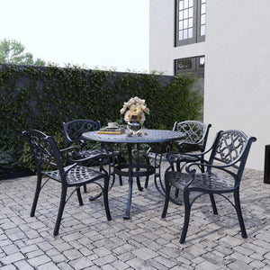 Outdoor Dining Arm Chair Set of 2 – Black Cast Aluminum