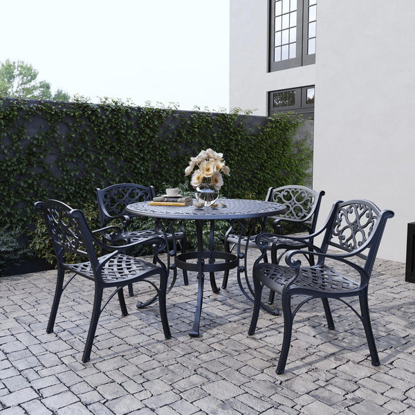 Outdoor Dining Arm Chair Set of 2 – Black Cast Aluminum