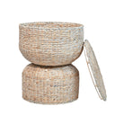 Hourglass Handwoven Hyacinth Storage Accent Table with Lid