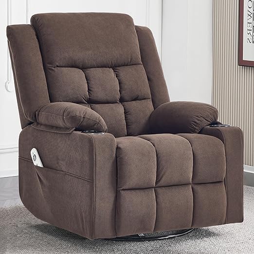 Swivel Rocker Recliner Chair with Massage & Heat