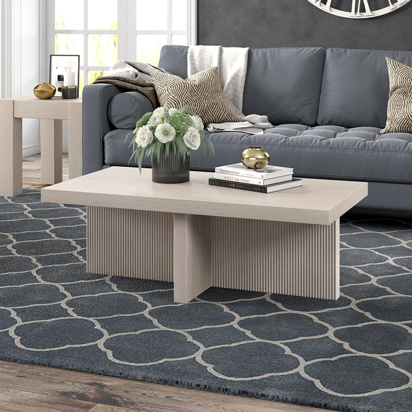 44" Fluted Rectangular Pedestal Coffee Table