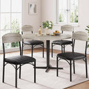 Upholstered Dining Chairs Set of 4 – PU Leather, Metal Legs