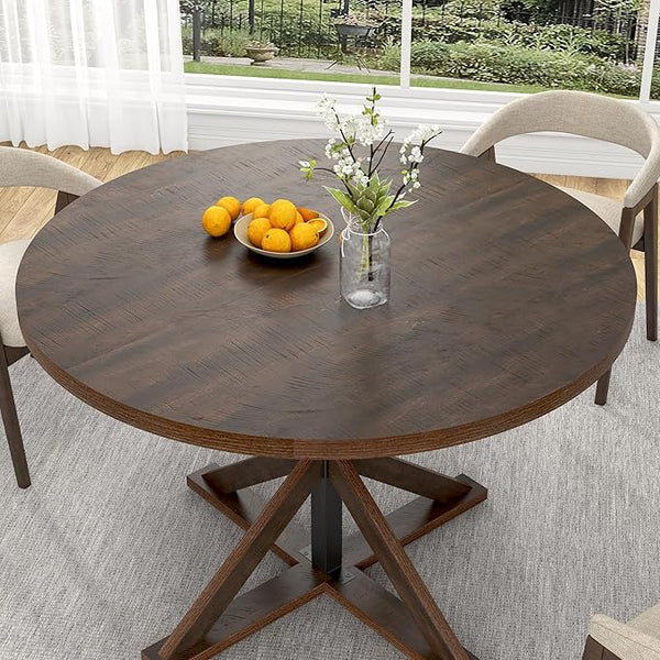 Round Farmhouse Dining Table, 47-Inch