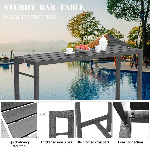 3-Piece Outdoor Patio Bar Set with Bar Table & 2 Cushioned Stools