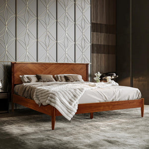 Solid Wood Platform Bed Frame with High Headboard