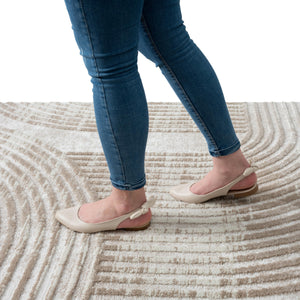 Cream Area Rug – Mid-Century Modern Arch Pattern