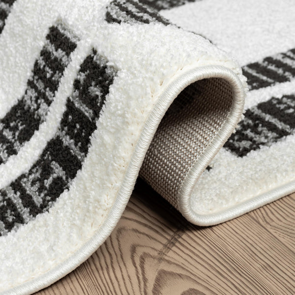 Cream & Grey Geometric Area Rug