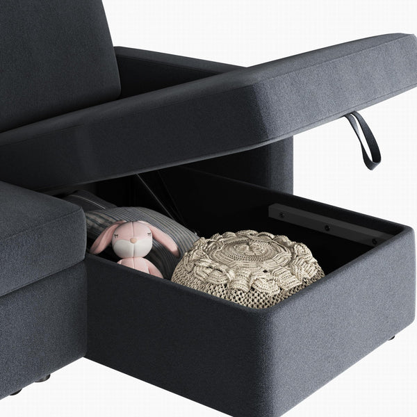 L-Shaped Sleeper Sectional Sofa with Pull-Out Bed, Storage & USB Charging