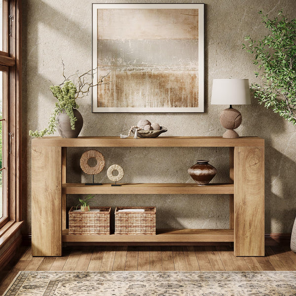 70.9" 3-Tier Console Table with Storage Shelves
