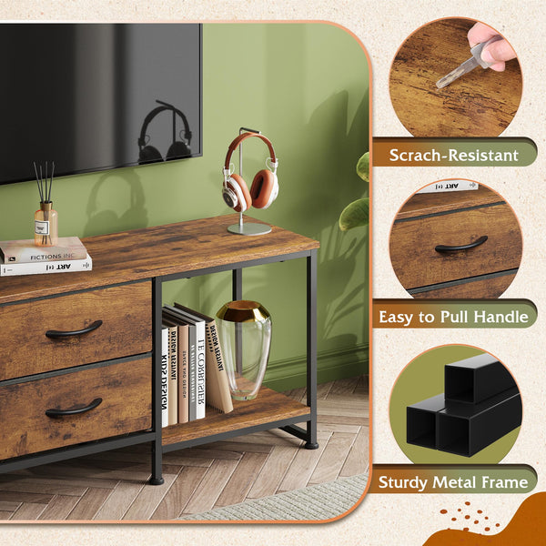 TV Stand with Drawers & Open Storage Shelves for 50" TVs