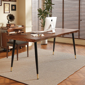 55-Inch Solid Wood Live Edge Desk with Metal Frame