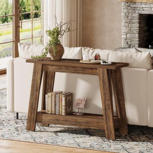 Farmhouse Console Table 2-Tier with Storage Shelf
