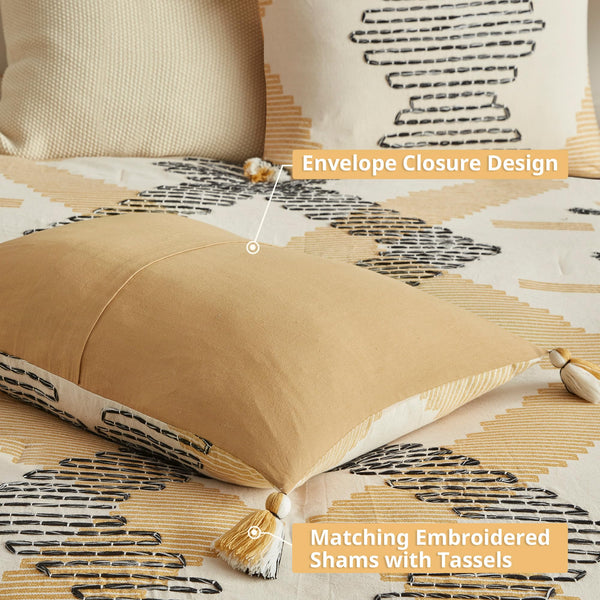 Boho Cotton Comforter Set – Full/Queen Geometric Bedding