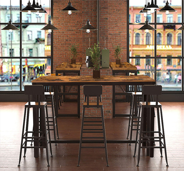 47" Industrial Bar Table, Counter Height Pub Table, Rustic Brown
