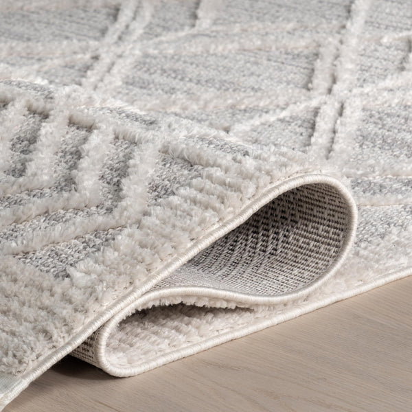 Moroccan Lattice Tassel Runner Rug 2'6" x 10' – Polyester High Pile, Stain Resistant