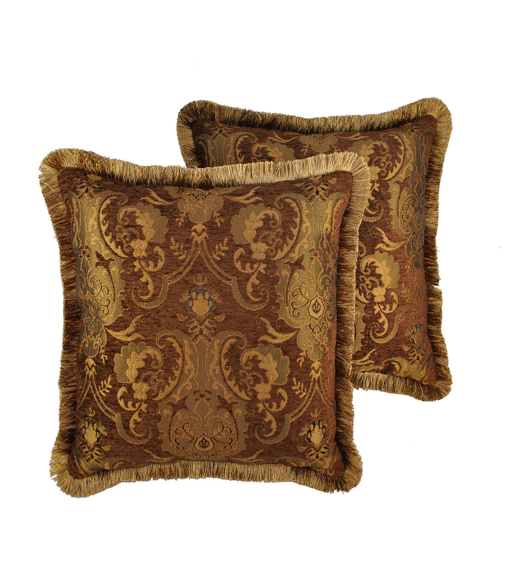 Decorative Throw Pillows Set of 2 – 20 Inch Gold & Brown