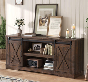 66" Farmhouse TV Stand with Barn Door