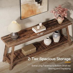 70.86-Inch 2-Tier Console Table – Farmhouse Entryway Sofa Table