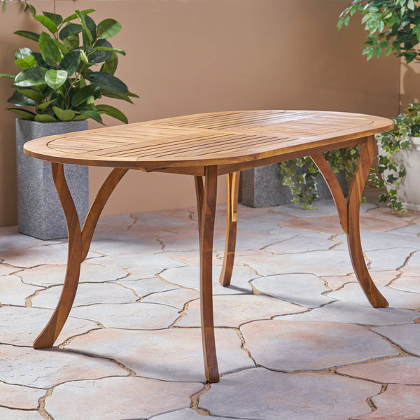 Oval Acacia Wood Outdoor Dining Table – Teak