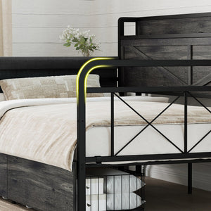 Twin Daybed with Storage Drawers & Charging Station
