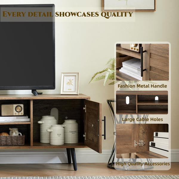 Mid-Century Modern TV Stand with Storage Cabinet – Fits TVs up to 65"