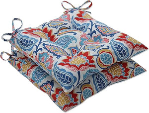 Tufted Indoor Outdoor Chair Seat Cushions with Ties – Set of 2