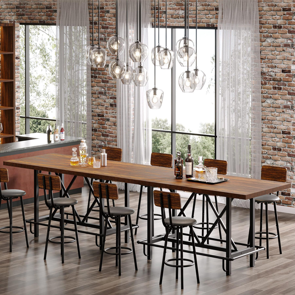 63-Inch Counter Height Bar Table with Metal Footrest