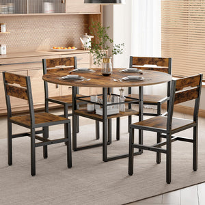 Round Dining Table Set with 4 Chairs – 5-Piece Kitchen Dining Set