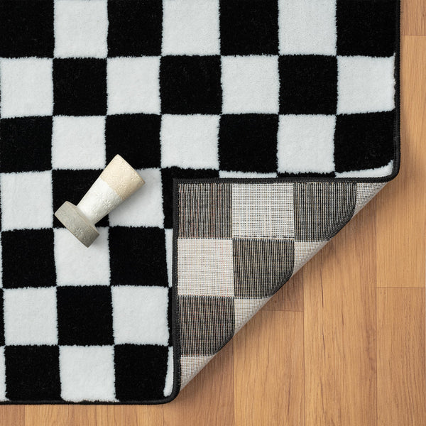 Modern Checkered Black and White Area Rug 5x7