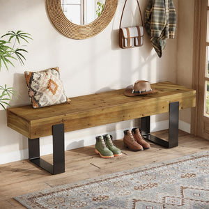 63" Farmhouse Entryway Bench with Metal Legs