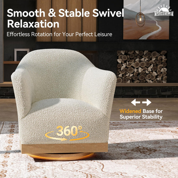 High-Back Boucle Barrel Swivel Accent Chair