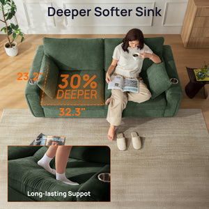 Queen Sleeper Sofa Bed with USB Charging & Memory Foam Mattress