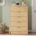 5-Drawer Fluted Dresser — Modern Chest of Drawers with Metal Handles