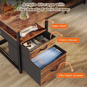L-Shaped Desk with Power Outlets, USB-C & Storage Drawers