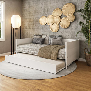 Mid-Century Modern Twin Daybed with Trundle — Solid Wood