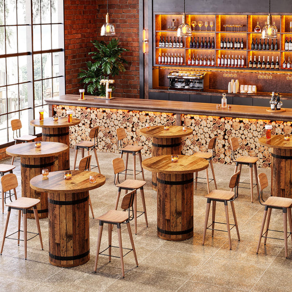 Round Bar Table – 39.4" Bar Height Bistro Pub Table