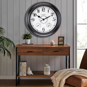 24 Inch Illuminated Outdoor Wall Clock with Temperature & Humidity Display