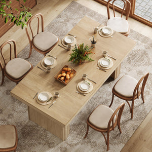 63-Inch Farmhouse Dining Table for 6 – Wood Grain Finish with Fluted Legs